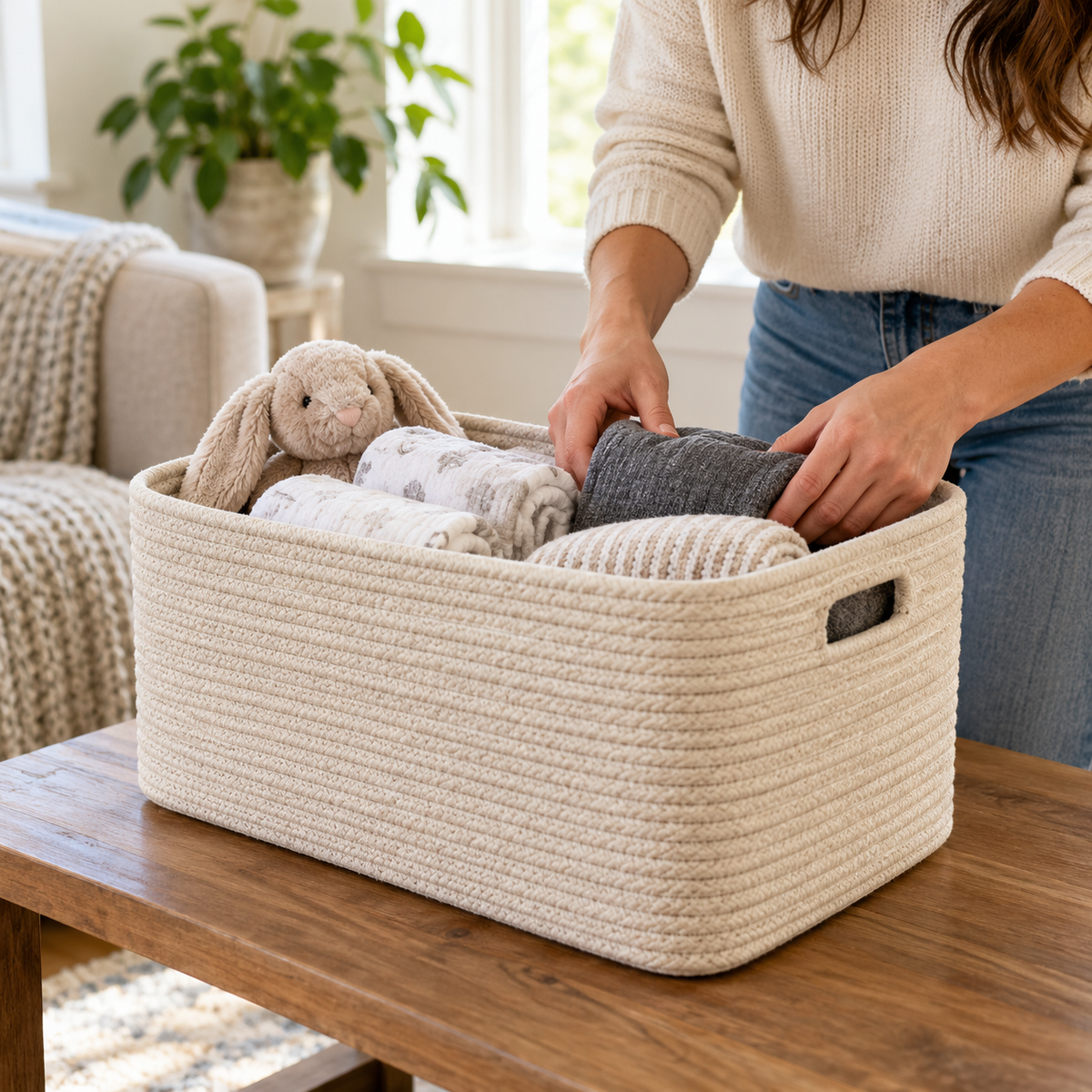 Rectangular Rope Shelf Basket