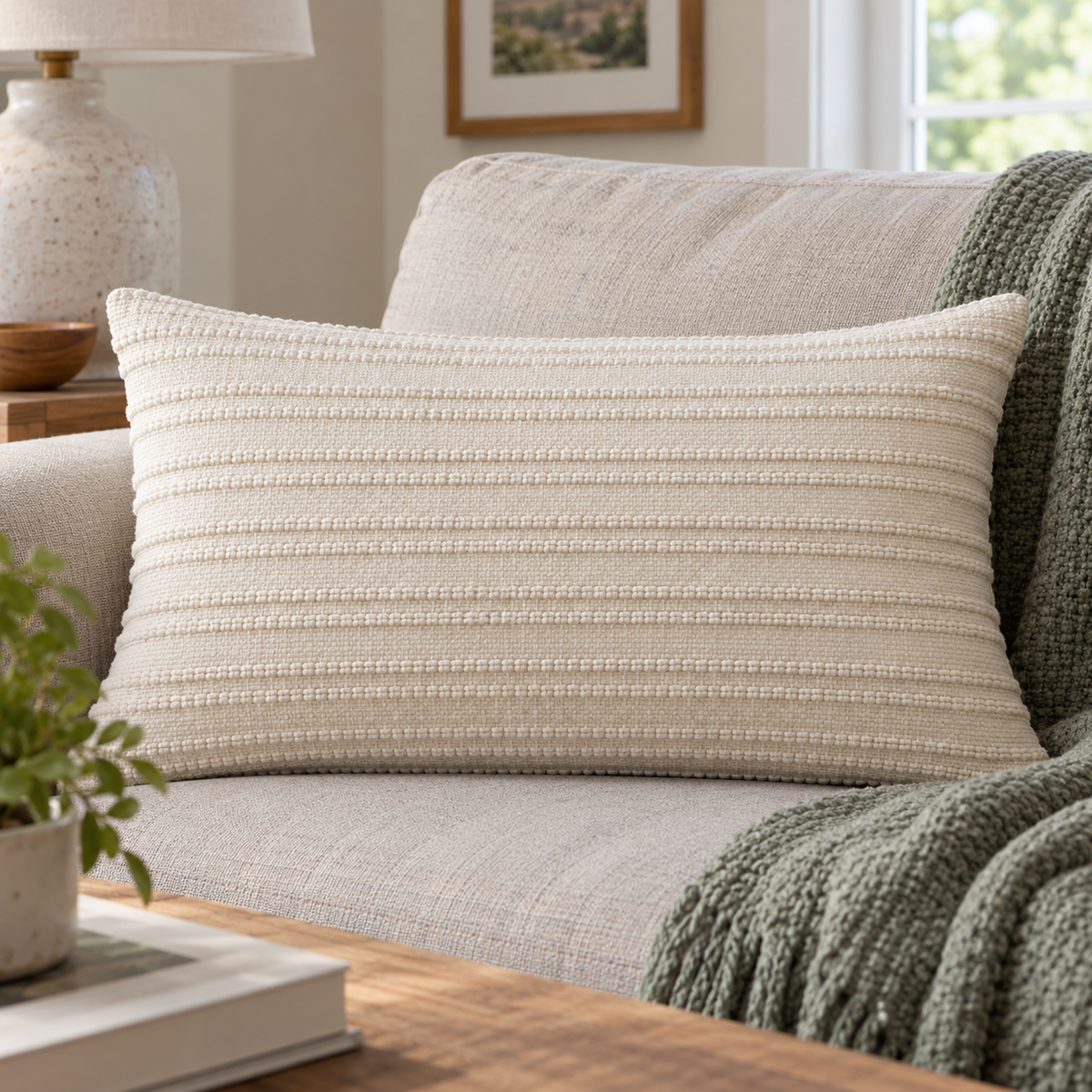 Textured Lumbar Pillow Cover
