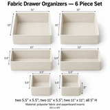 Fabric Drawer Organizers - 6 Piece Set