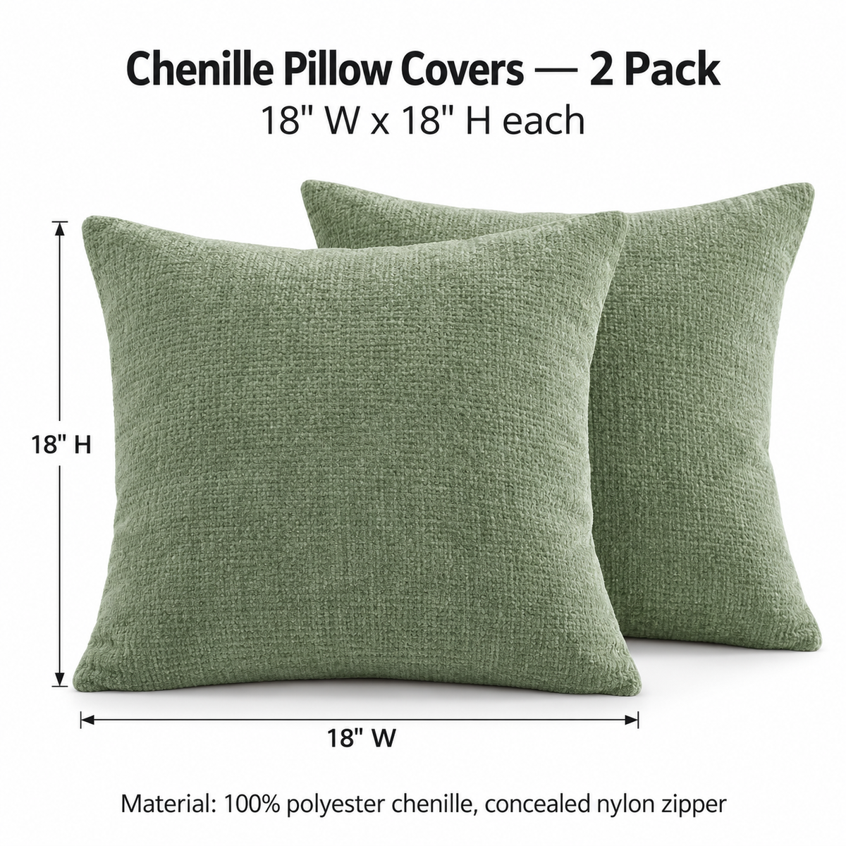Chenille Pillow Covers - 2 Pack