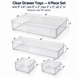 Clear Drawer Trays - 4 Piece Set