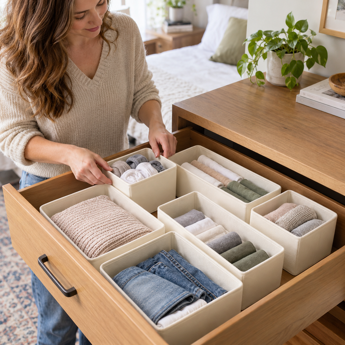Fabric Drawer Organizers - 6 Piece Set