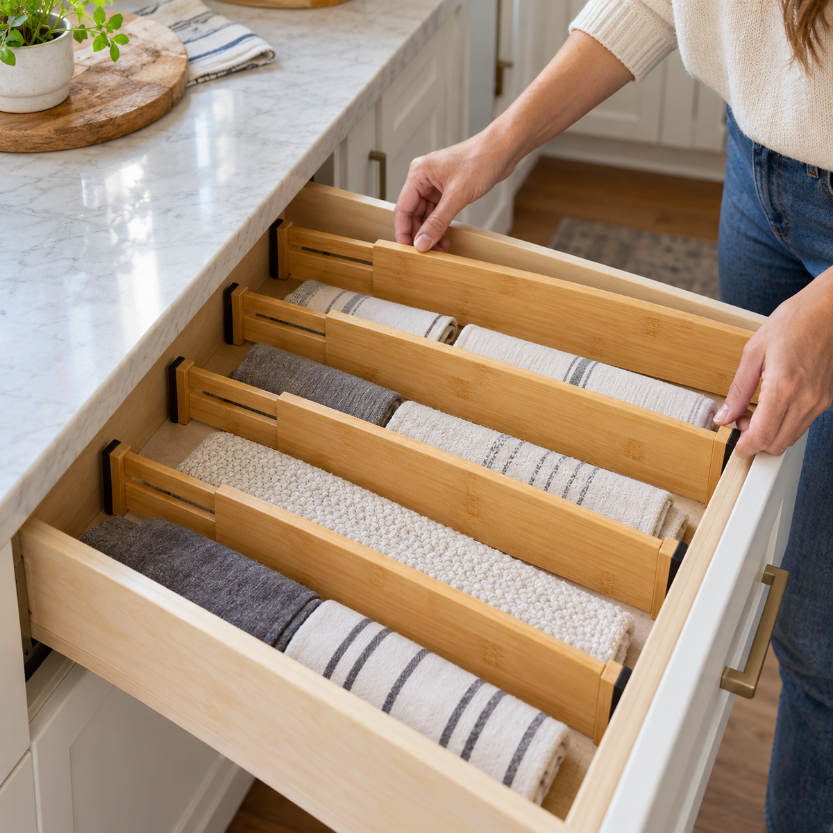 Bamboo Drawer Dividers - 4 Pack