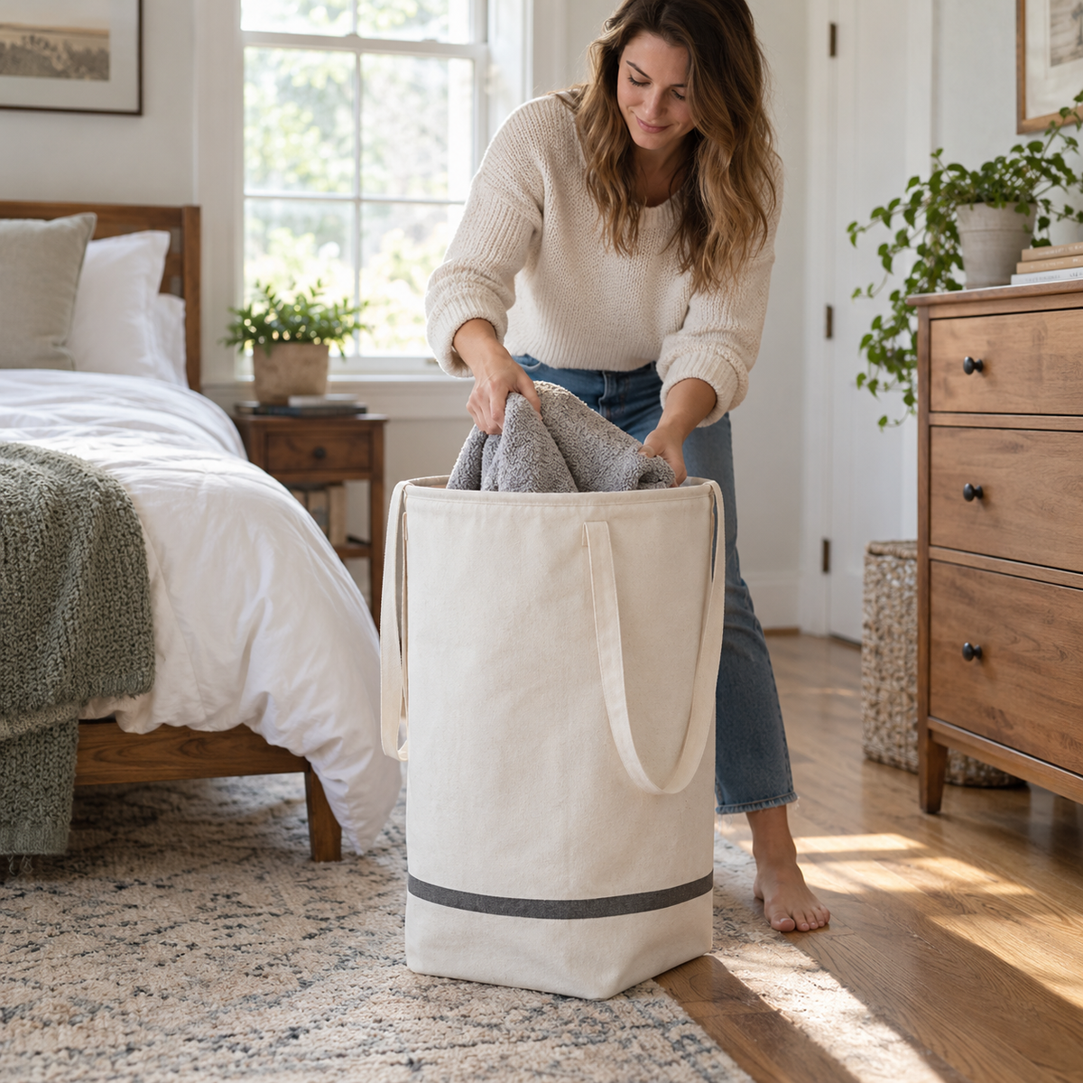 Cotton Canvas Laundry Hamper