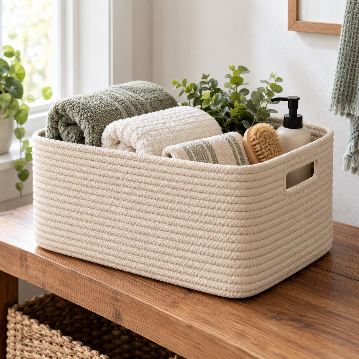 Rectangular Rope Shelf Basket