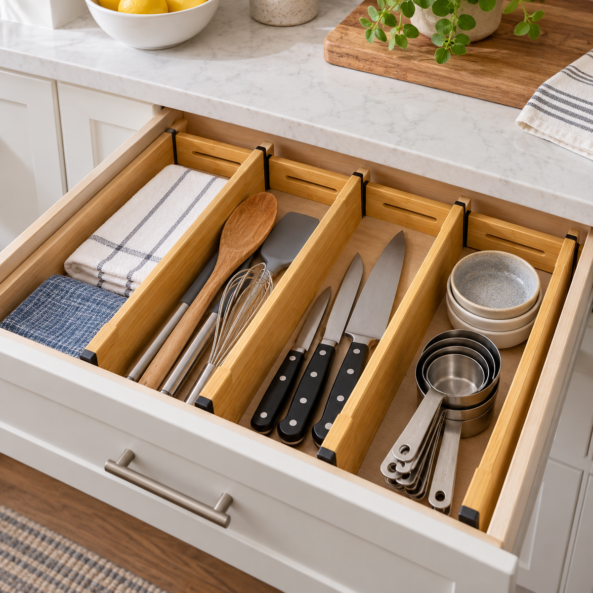Bamboo Drawer Dividers - 4 Pack
